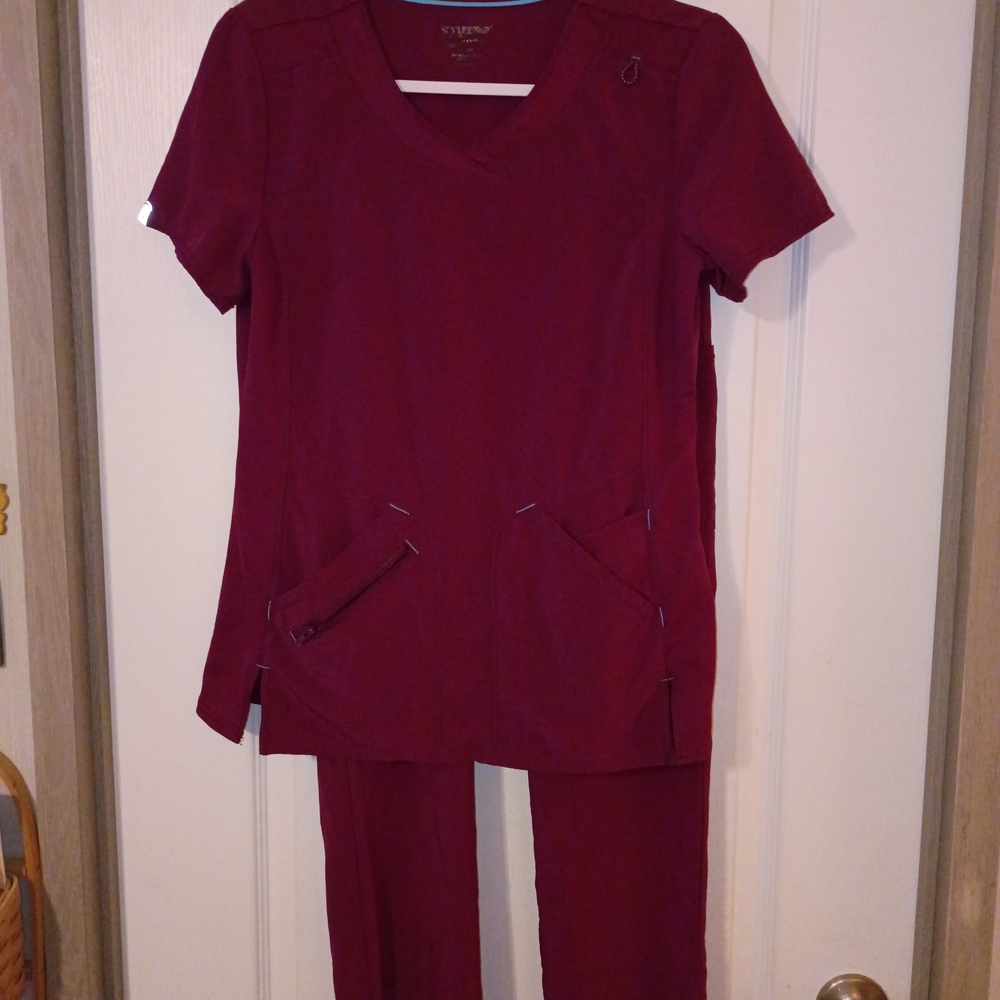 Wine Colored Scrub Set